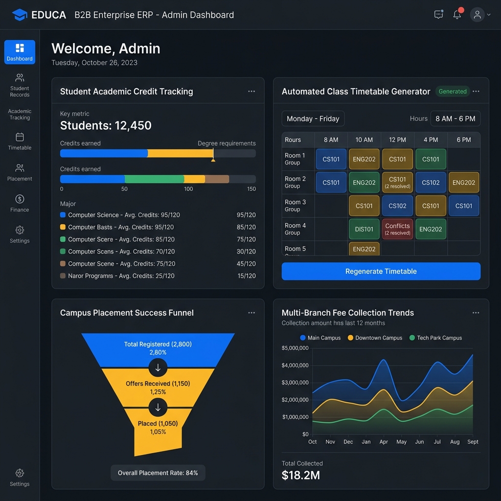 Classegy College and University ERP Management Dashboard