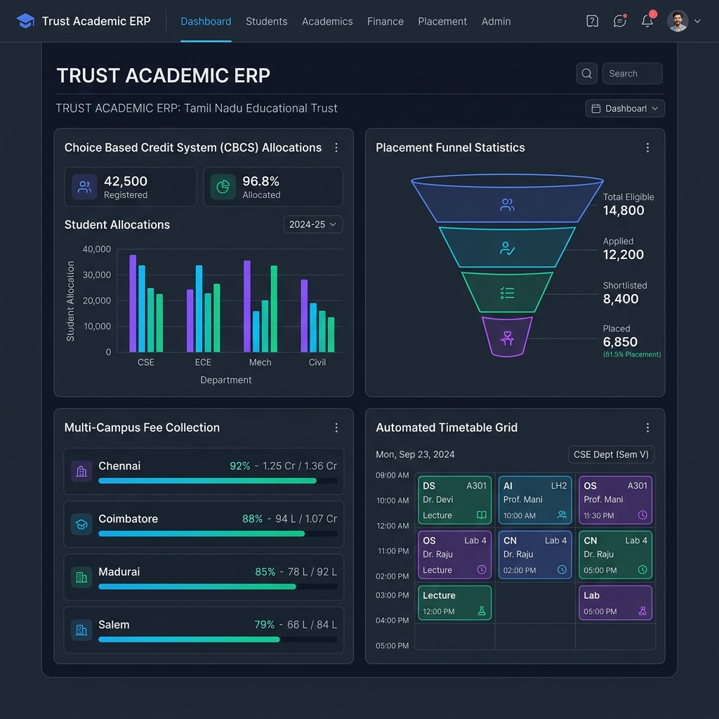 Classegy Tamil Nadu College and University ERP Management Dashboard Mockup